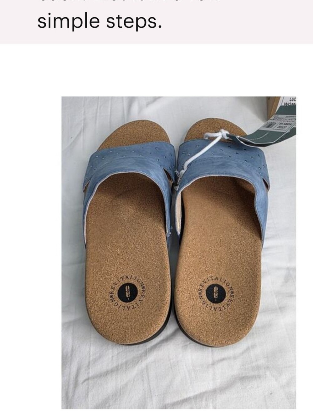 Revitalign Womens 10B Blue Studded Suede Orthotic Slide Sandals. Medium Width. - Picture 4 of 7
